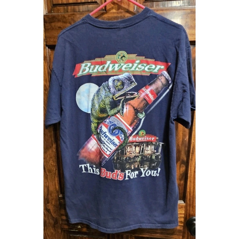 Budweiser 1998 Vtg Chameleon Mascot Delta Preshrunk Size Large Men Tshirt